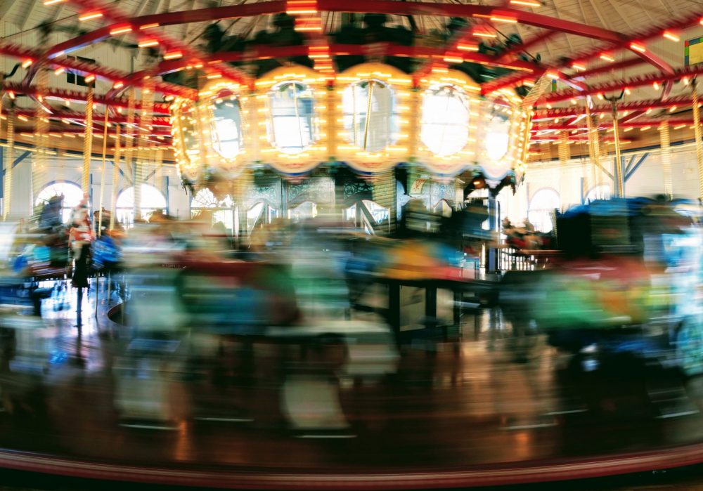 Vertigo. Merry go round, spinning and out of focus